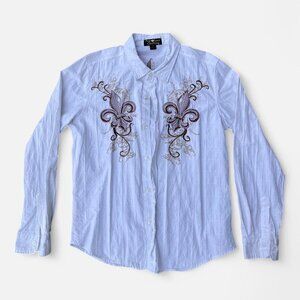 Sick y2k grunge style button-up with embroidery